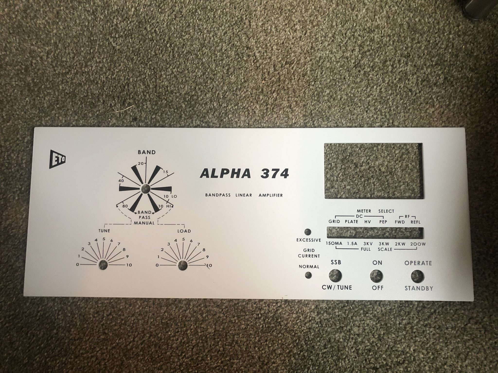 Alpha 374 front panel - Island Amplifier BEKO RF-KIT USA